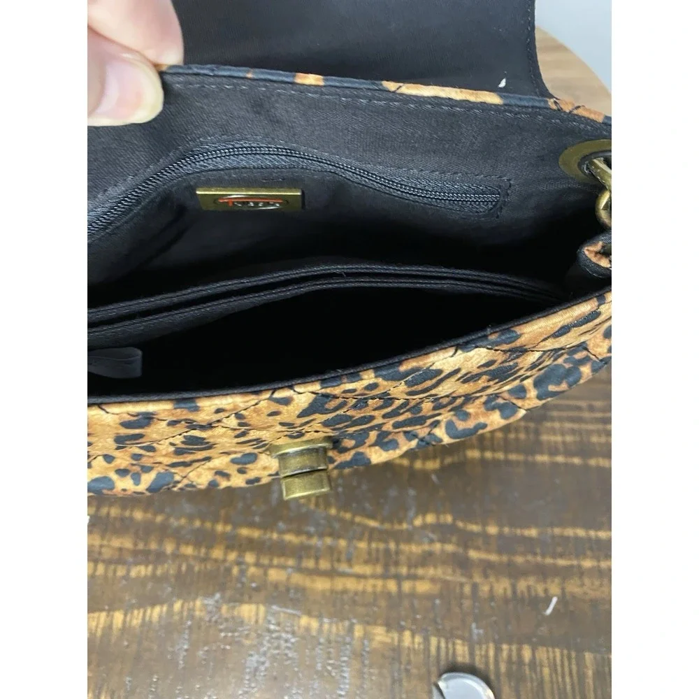 Talbot Leopard Fabric Bag With Metal Straps Clutch New with tags